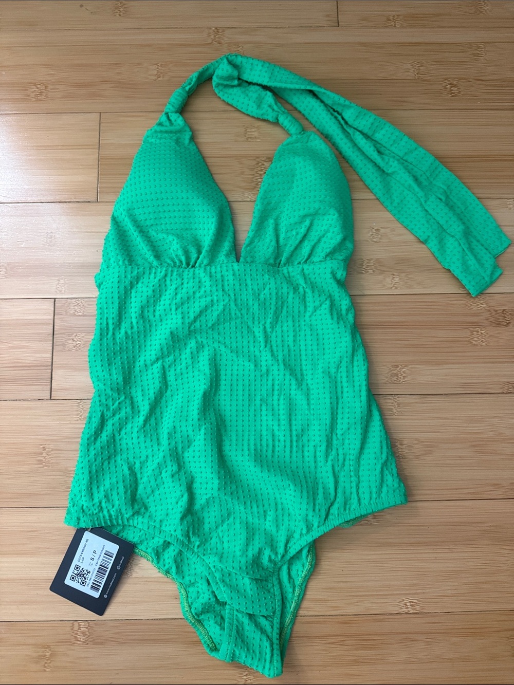 Halter One-Piece Swimsuit in Bright Green